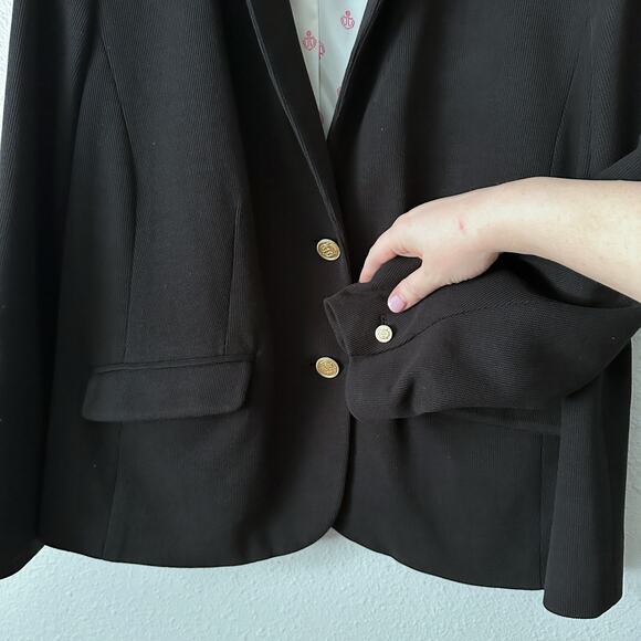 Talbots Cotton Pique Black Blazer Crest Button Blazer‎ Women's Size 18w Petite - Picture 4 of 15